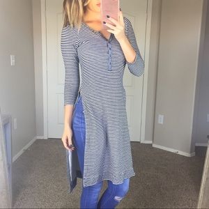 Anthropologie Postmark Blue Striped Tunic Sweater